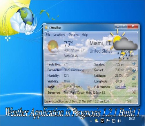 Weather Application is Prognosis 1.2.1 Build 1