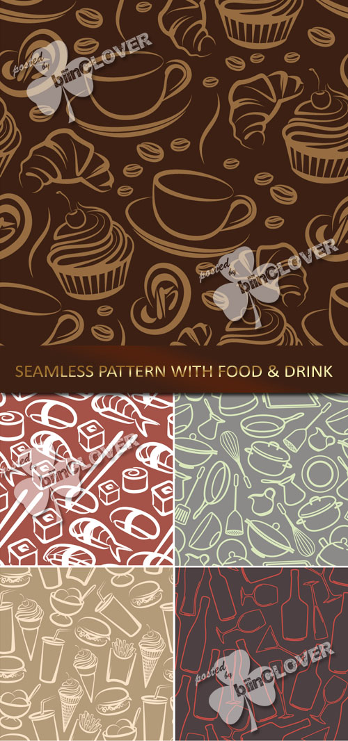 Seamless pattern with food and drink 0195