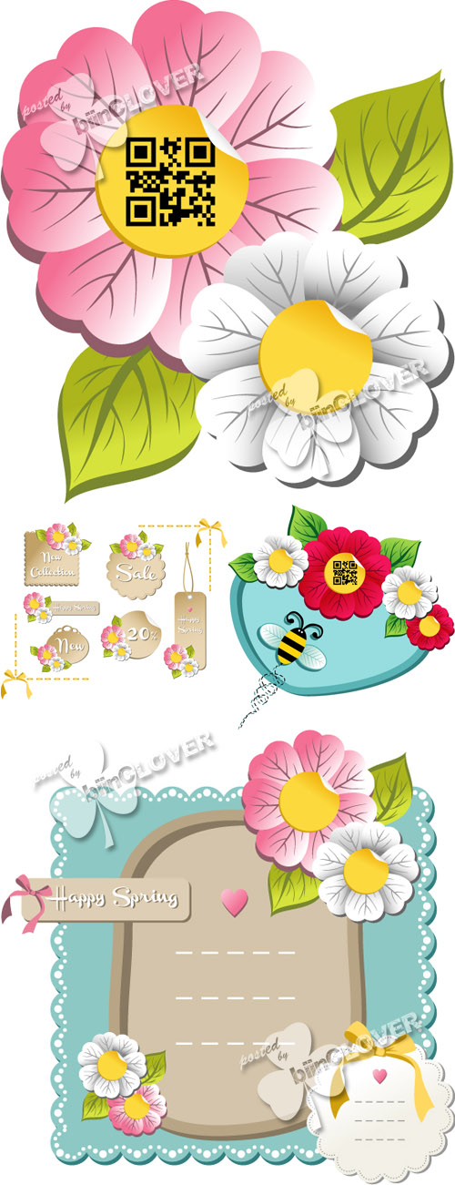 Summer labels with flowers 0200