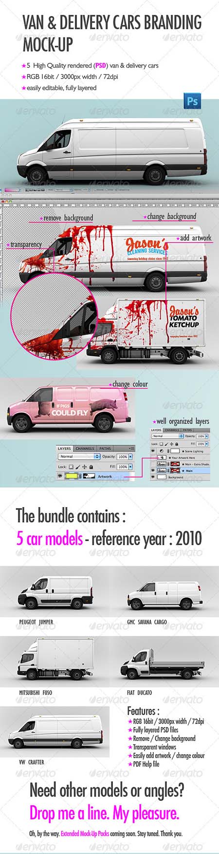 GraphicRiver Van & Delivery Cars Branding Mock-Up Template