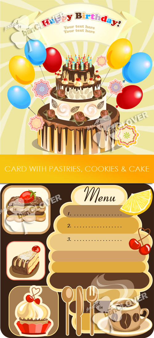 Card with pastries, cookies and cake 0204