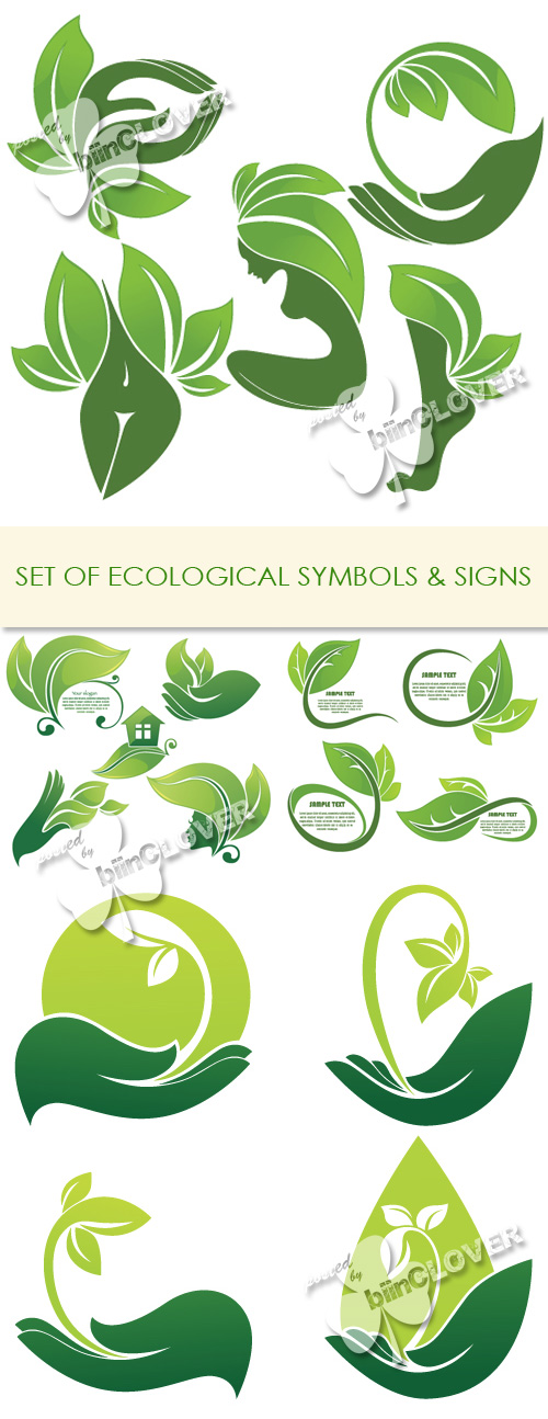 Set of ecological symbols and signs 0211