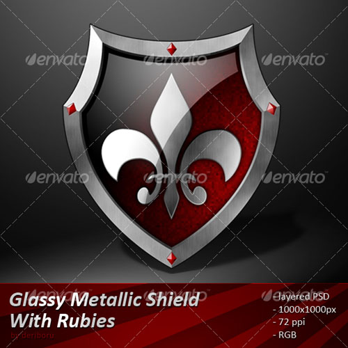 GraphicRiver - Glassy metallic shield with rubies 86895