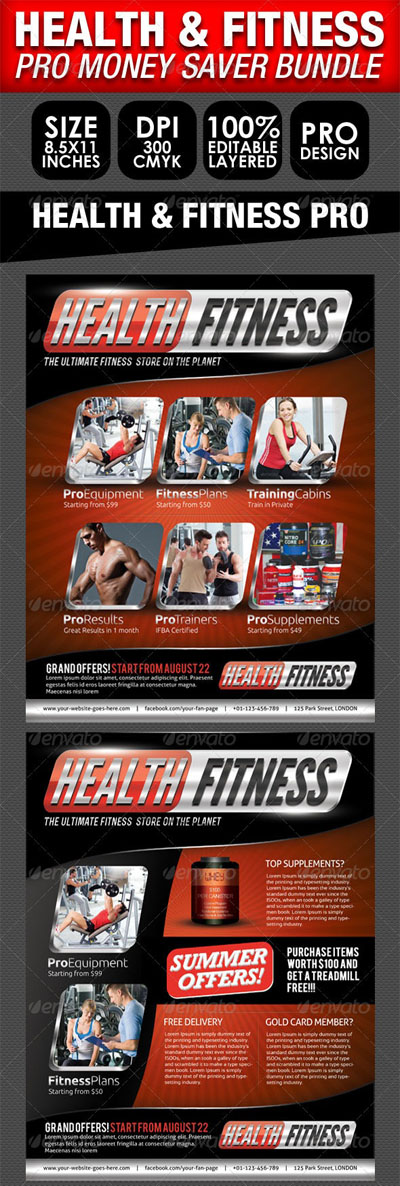 GraphicRiver Health, Sports, Fitness Flyer Bundle