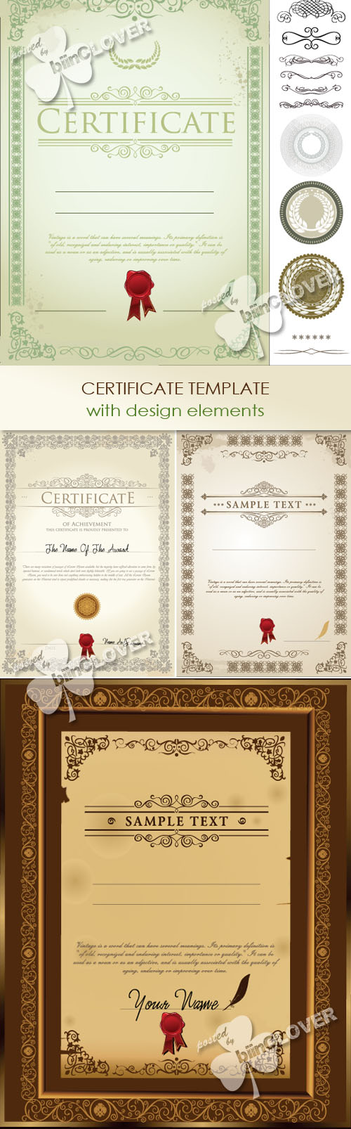 Certificate template with design elements 0222