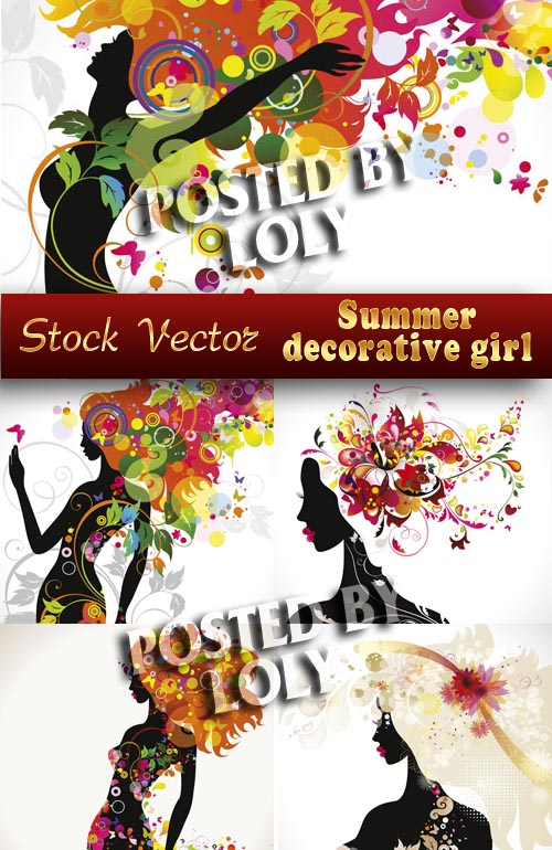 Summer decorative girls - Stock Vector