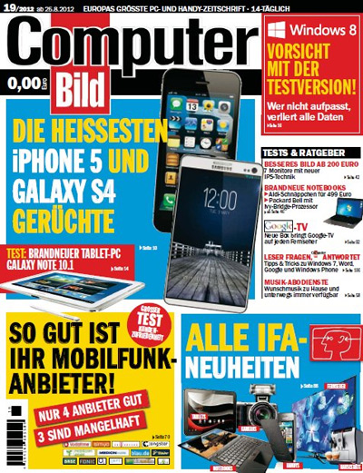 Computer Bild Magazin No 19 vom 25. August 2012
