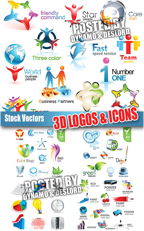 3D logos & icons - Stock Vectors