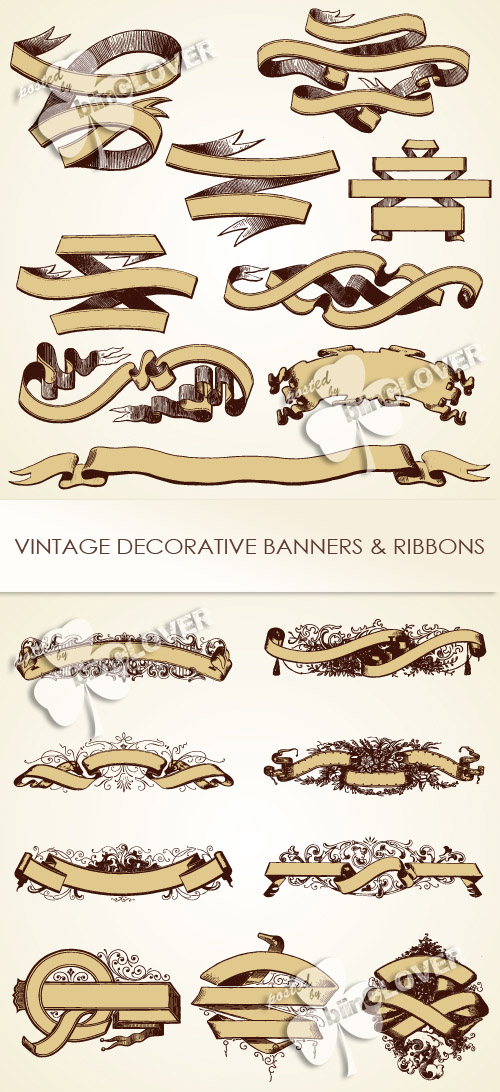 Vintage decorative banners and ribbons 0258