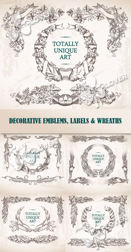 Decorative emblems, labels and wreaths 0260